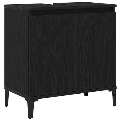 vidaXL Waschbeckenschrank mit Tür Schwarz Eichen-Optik 58 x 33 x 60 cm