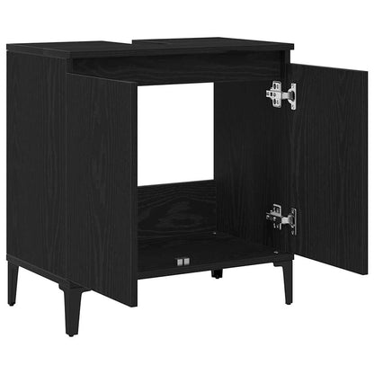 vidaXL Waschbeckenschrank mit Tür Schwarz Eichen-Optik 58 x 33 x 60 cm