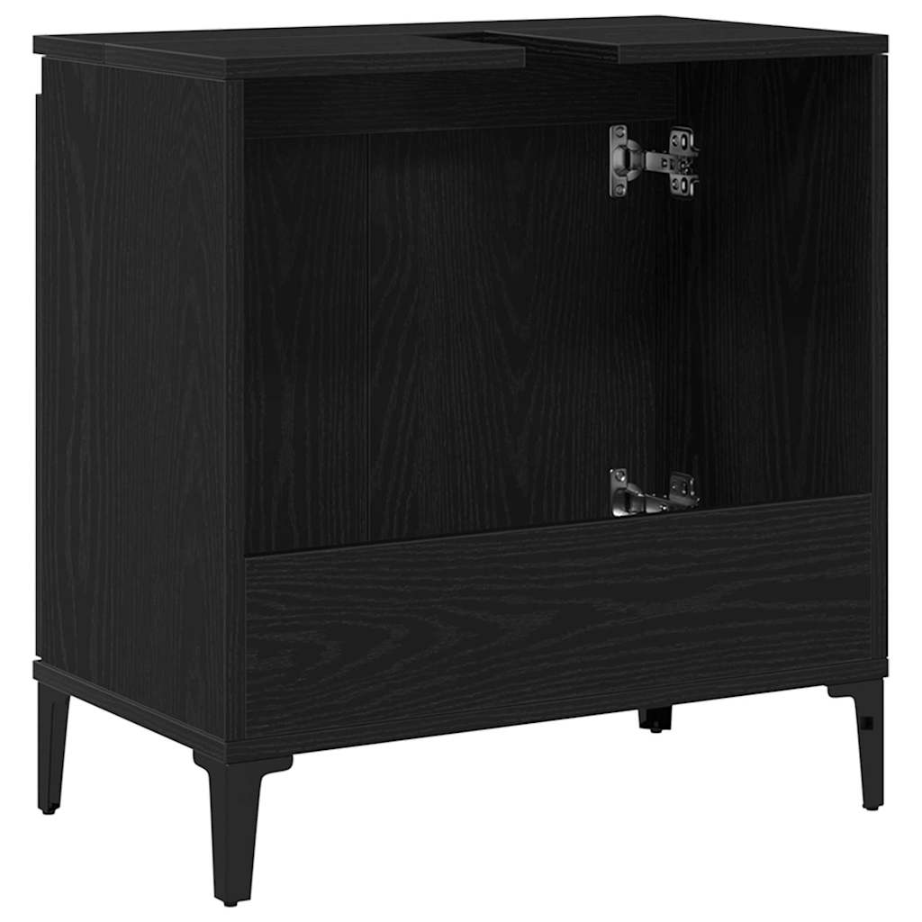 vidaXL Waschbeckenschrank mit Tür Schwarz Eichen-Optik 58 x 33 x 60 cm