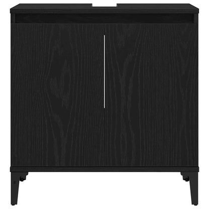 vidaXL Waschbeckenschrank mit Tür Schwarz Eichen-Optik 58 x 33 x 60 cm