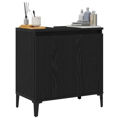 vidaXL Waschbeckenschrank mit Tür Schwarz Eichen-Optik 58 x 33 x 60 cm