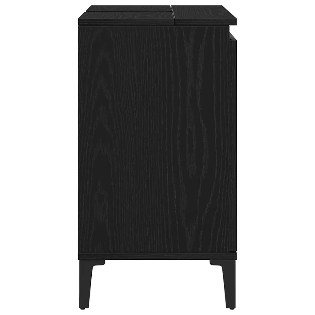vidaXL Waschbeckenschrank mit Tür Schwarz Eichen-Optik 58 x 33 x 60 cm