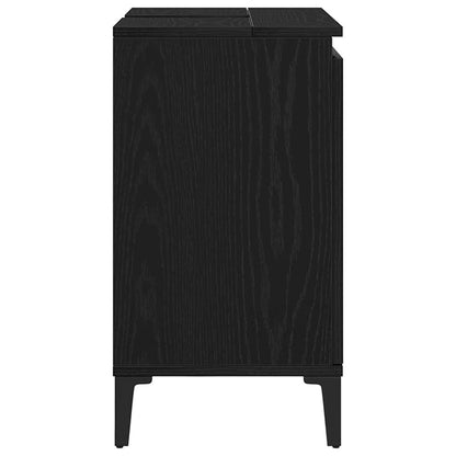 vidaXL Waschbeckenschrank mit Tür Schwarz Eichen-Optik 58 x 33 x 60 cm