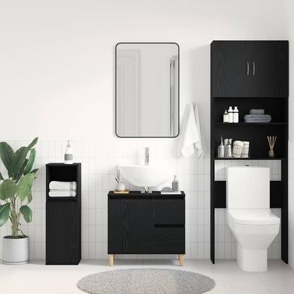 vidaXL Badezimmerschrank mit Tür Schwarz Eichen-Optik 65 x 33 x 60 cm