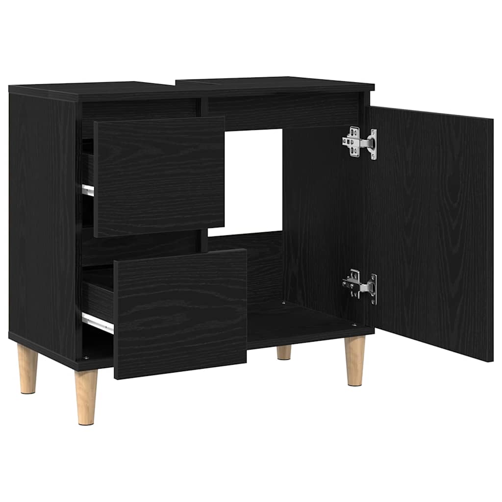 vidaXL Badezimmerschrank mit Tür Schwarz Eichen-Optik 65 x 33 x 60 cm