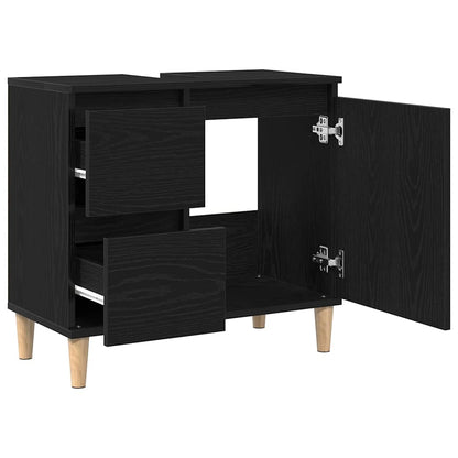 vidaXL Badezimmerschrank mit Tür Schwarz Eichen-Optik 65 x 33 x 60 cm