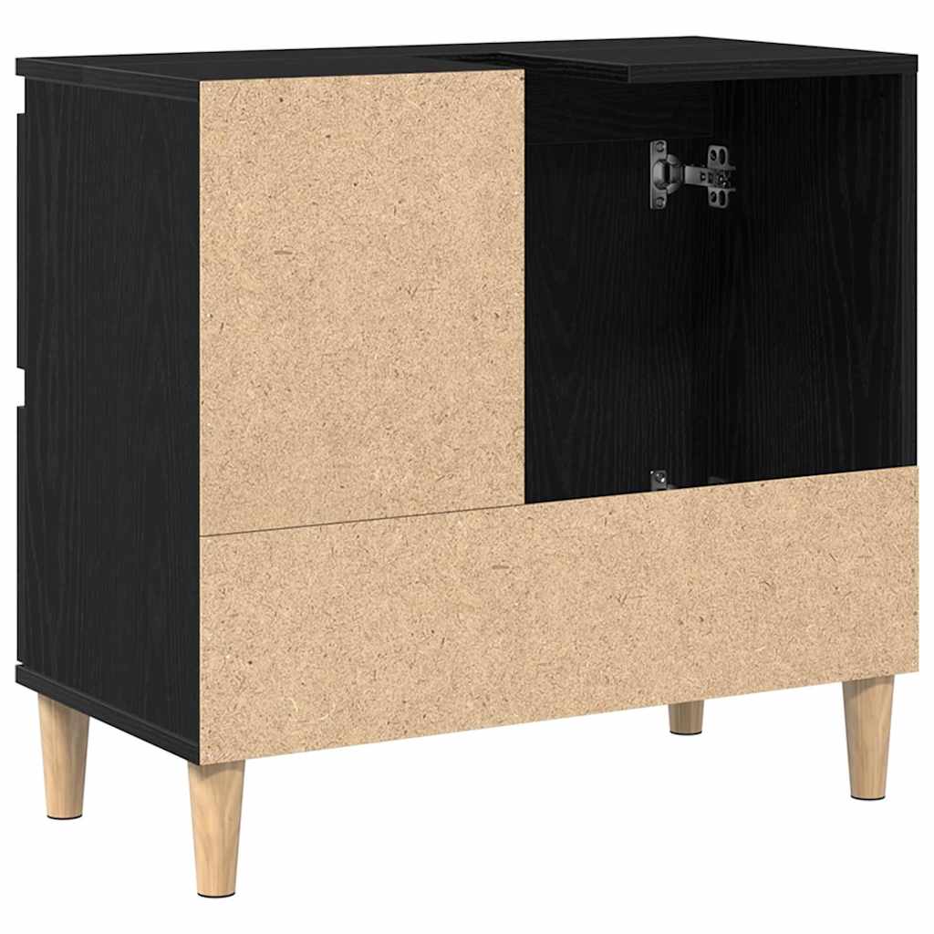 vidaXL Badezimmerschrank mit Tür Schwarz Eichen-Optik 65 x 33 x 60 cm