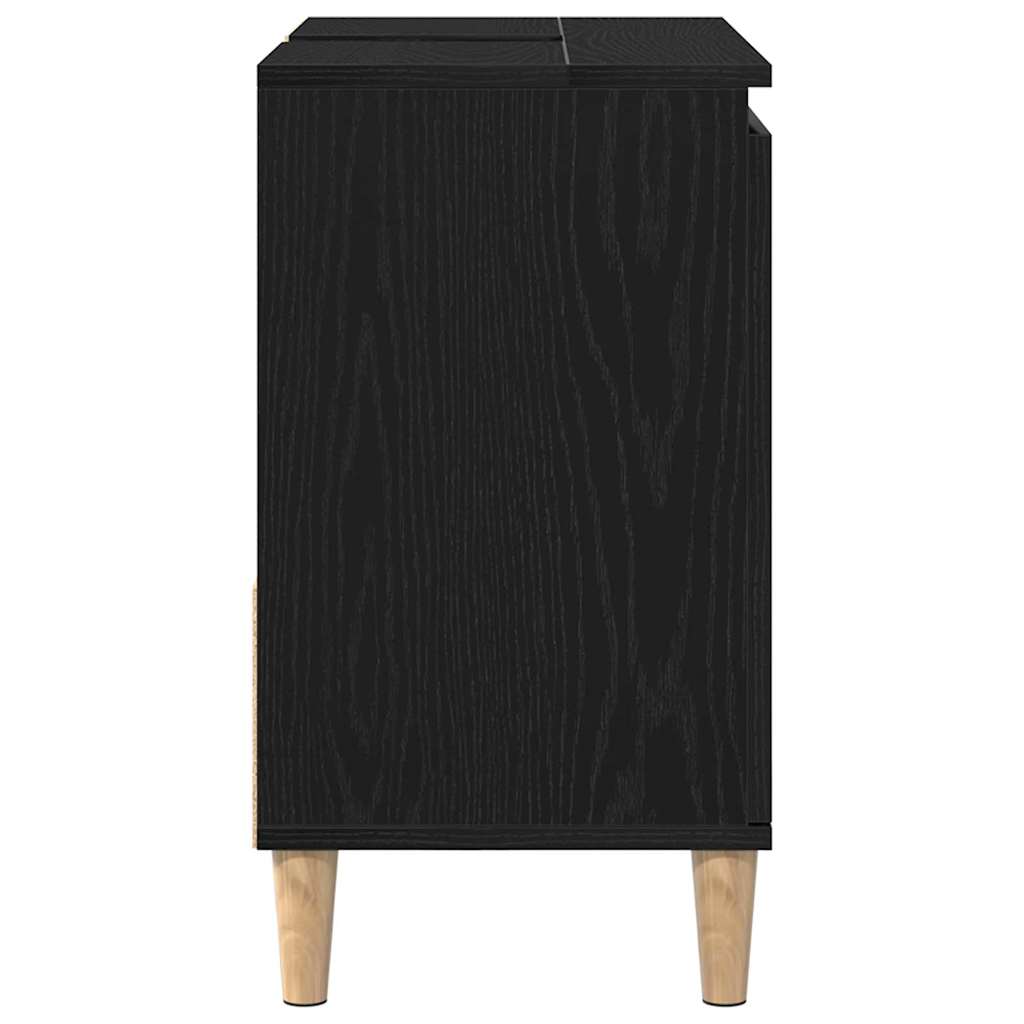 vidaXL Badezimmerschrank mit Tür Schwarz Eichen-Optik 65 x 33 x 60 cm
