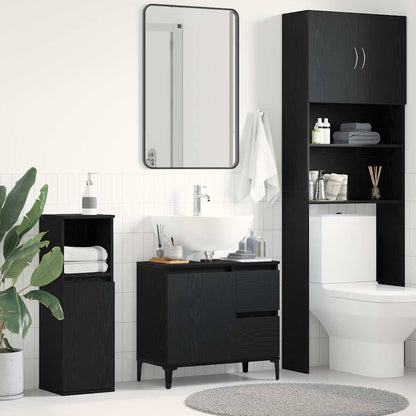 vidaXL Badezimmerschrank mit Tür Schwarz Eichen-Optik 65 x 33 x 60 cm