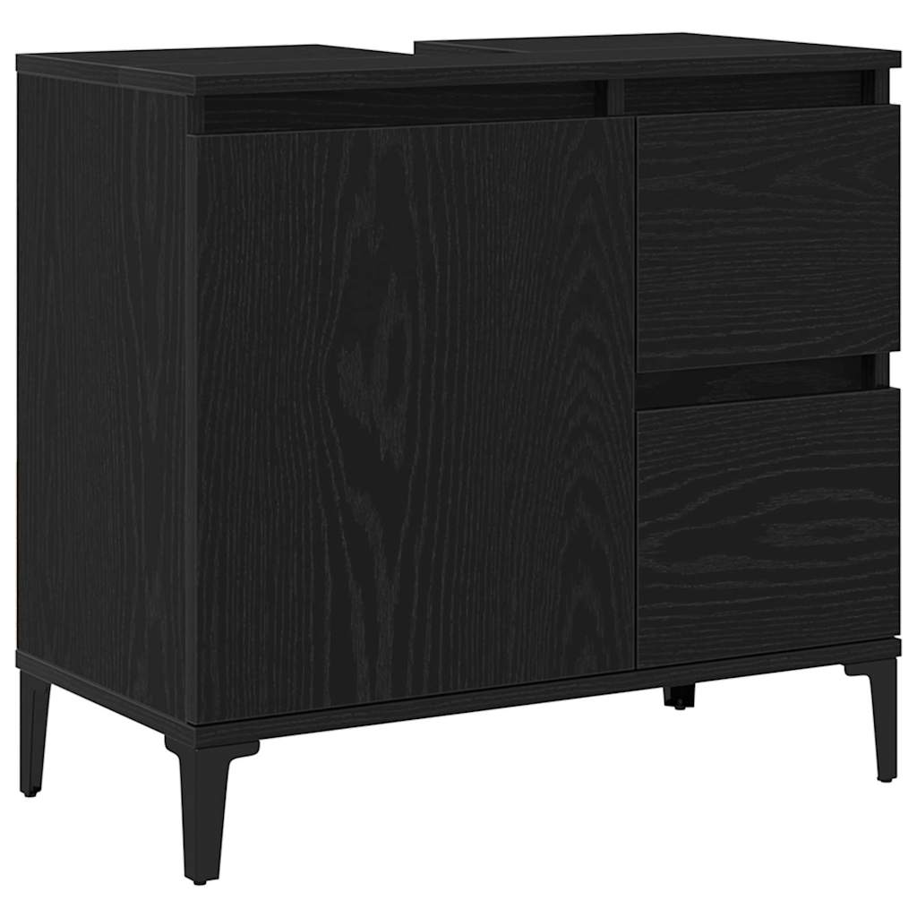 vidaXL Badezimmerschrank mit Tür Schwarz Eichen-Optik 65 x 33 x 60 cm