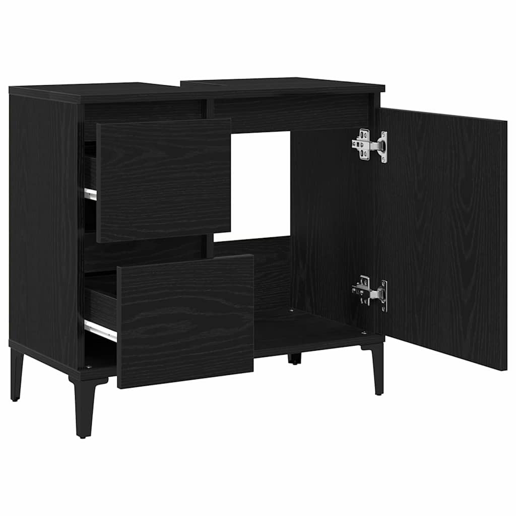 vidaXL Badezimmerschrank mit Tür Schwarz Eichen-Optik 65 x 33 x 60 cm