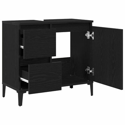vidaXL Badezimmerschrank mit Tür Schwarz Eichen-Optik 65 x 33 x 60 cm