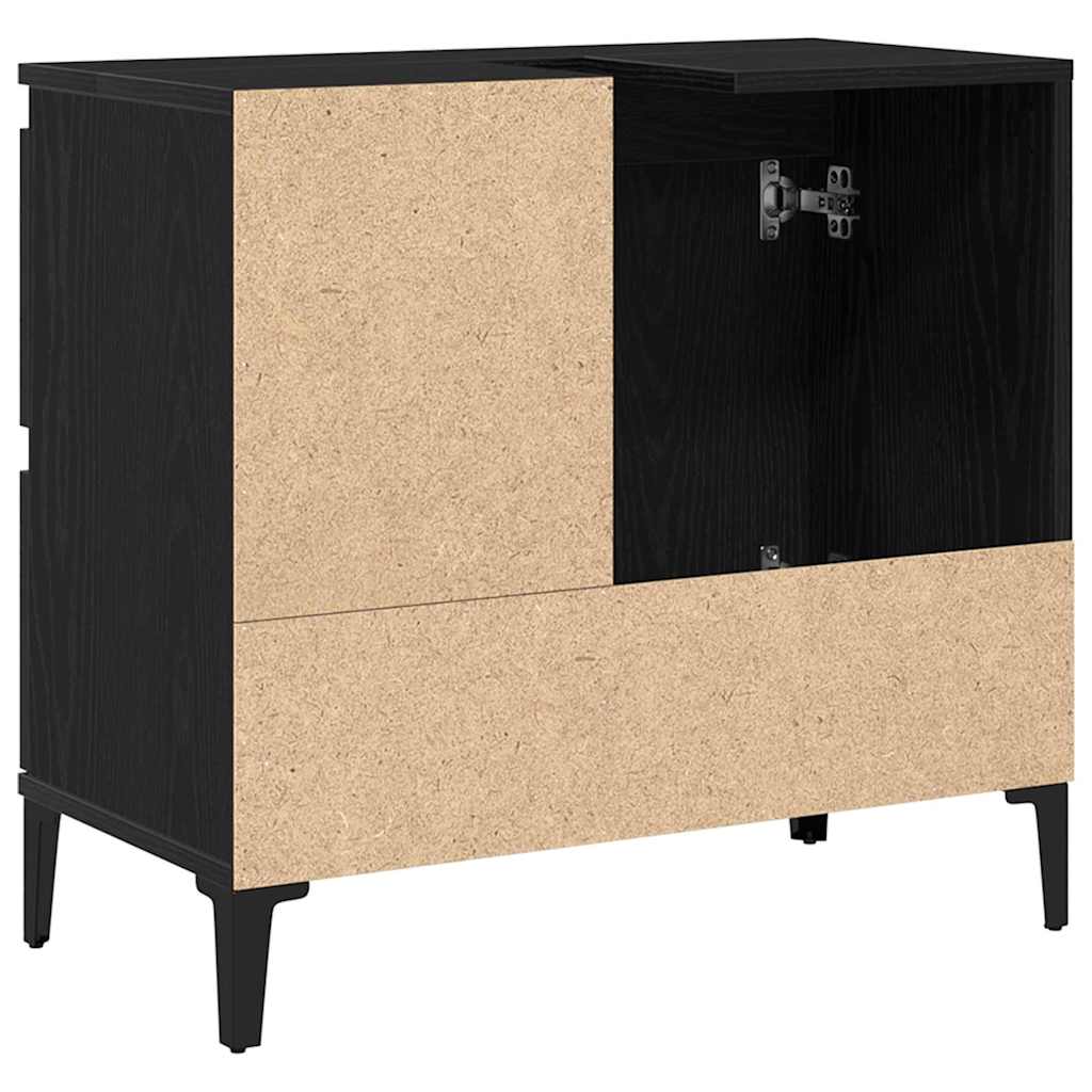 vidaXL Badezimmerschrank mit Tür Schwarz Eichen-Optik 65 x 33 x 60 cm