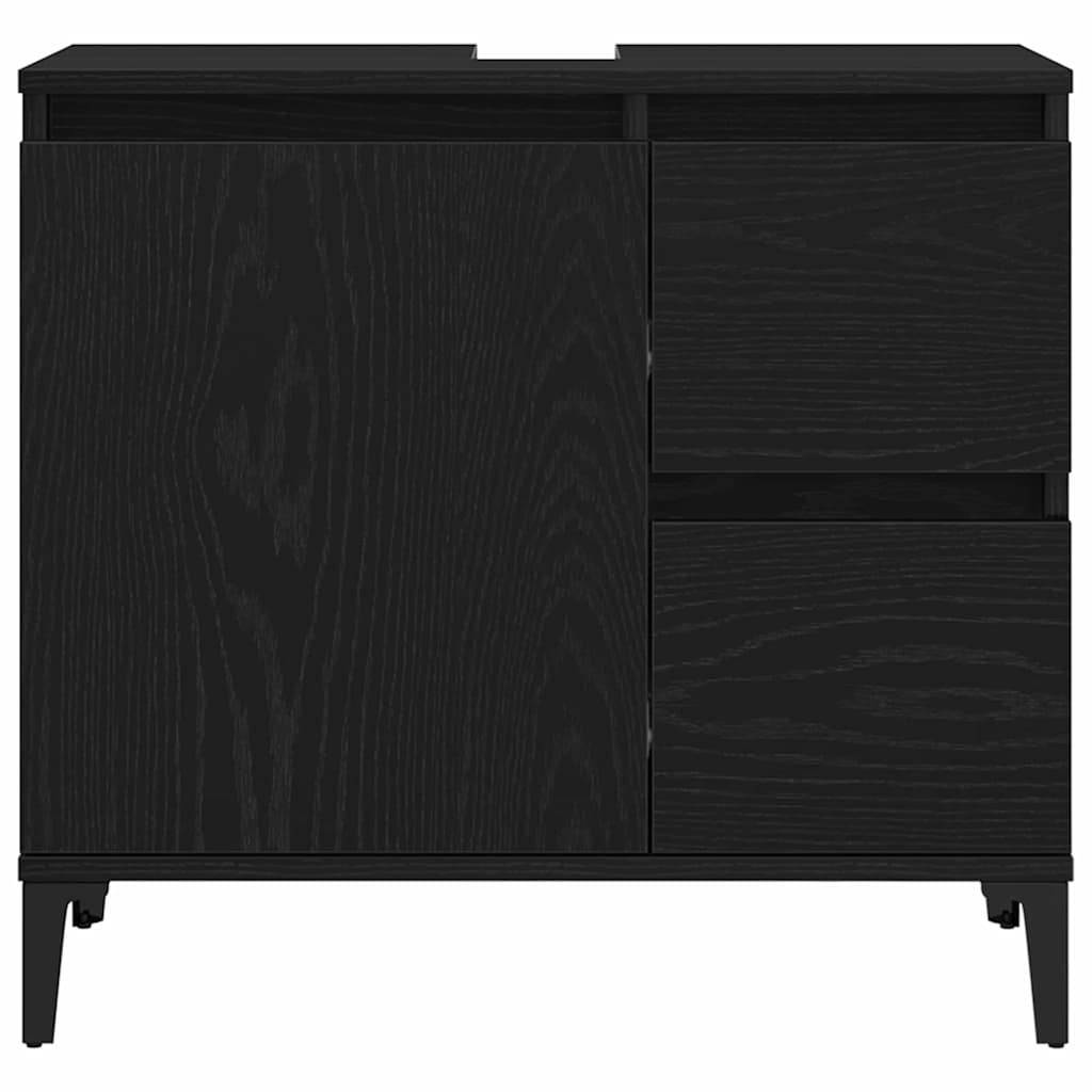 vidaXL Badezimmerschrank mit Tür Schwarz Eichen-Optik 65 x 33 x 60 cm