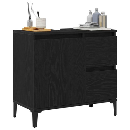 vidaXL Badezimmerschrank mit Tür Schwarz Eichen-Optik 65 x 33 x 60 cm