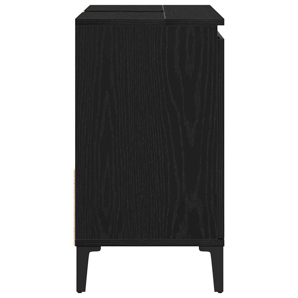 vidaXL Badezimmerschrank mit Tür Schwarz Eichen-Optik 65 x 33 x 60 cm