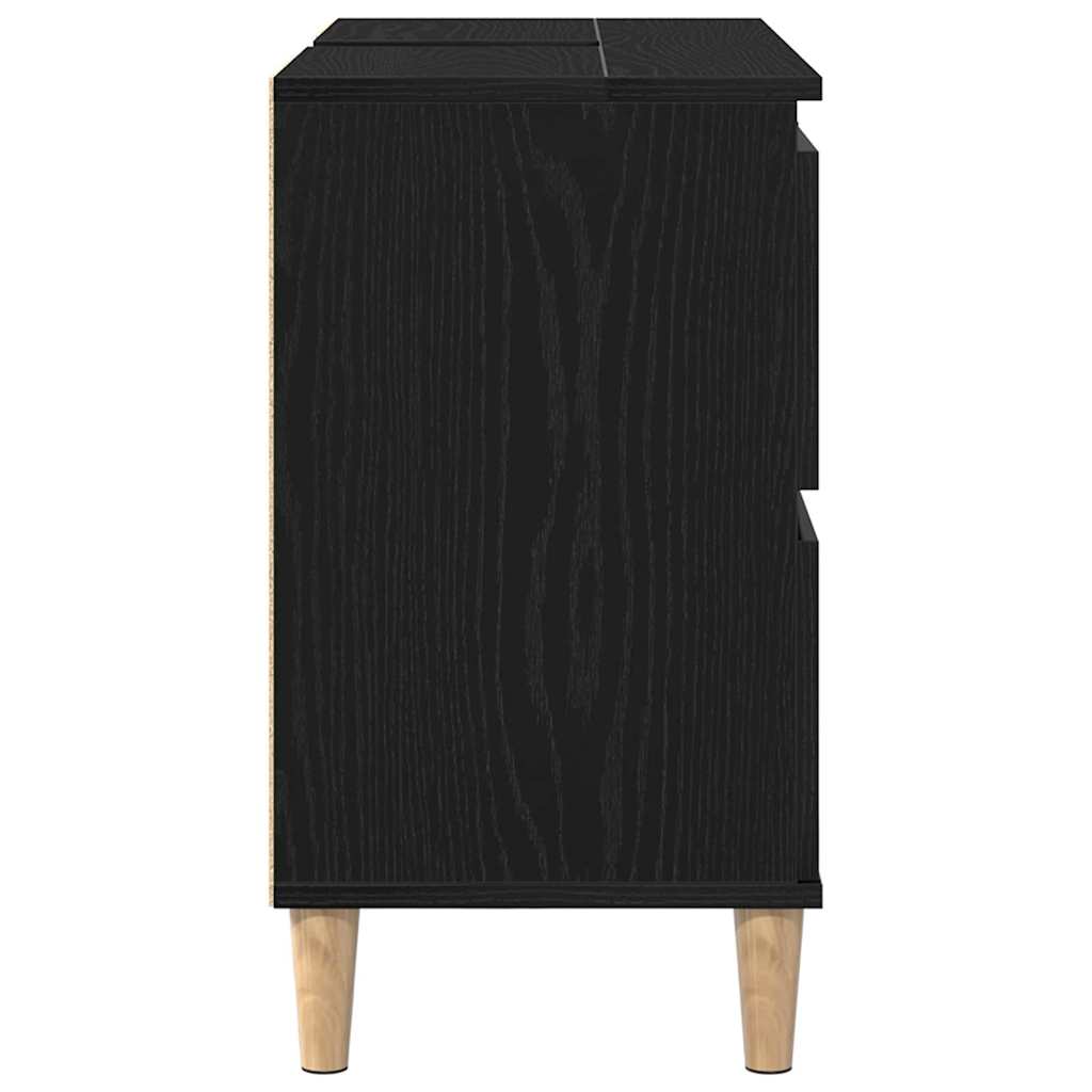 vidaXL Waschbeckenschrank mit Tür Schwarz Eichen-Optik 80 x 33 x 60 cm