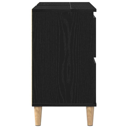 vidaXL Waschbeckenschrank mit Tür Schwarz Eichen-Optik 80 x 33 x 60 cm