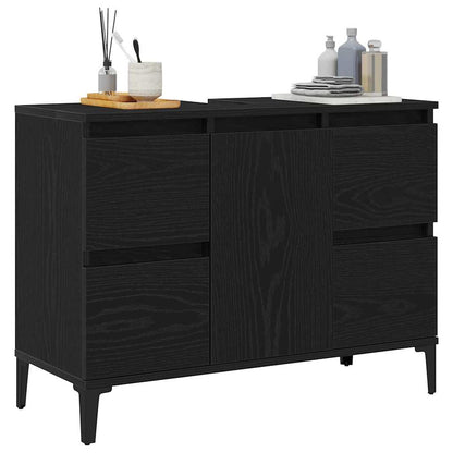 vidaXL Waschbeckenschrank mit Tür Schwarz Eichen-Optik 80 x 33 x 60 cm