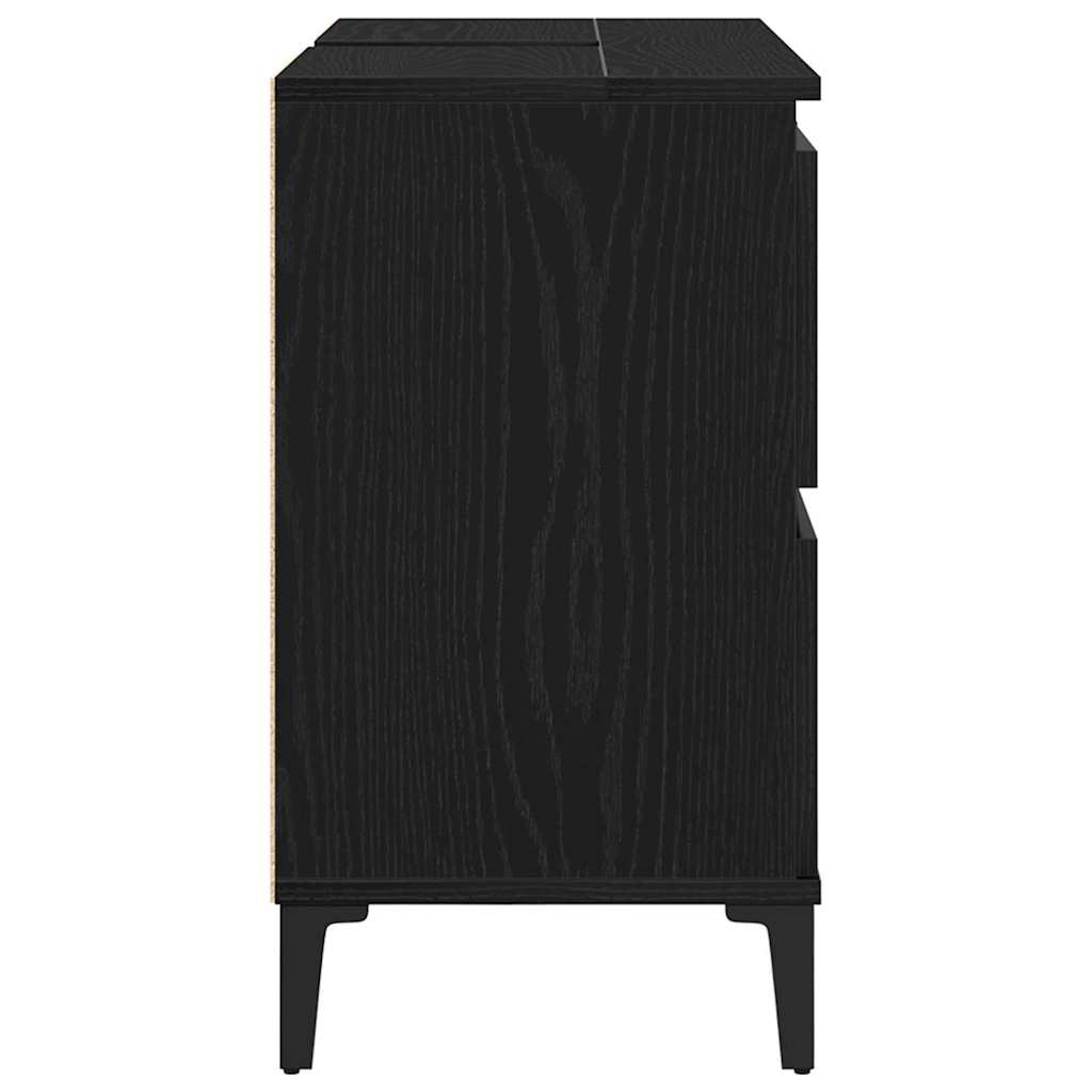 vidaXL Waschbeckenschrank mit Tür Schwarz Eichen-Optik 80 x 33 x 60 cm