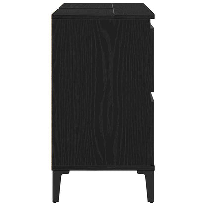 vidaXL Waschbeckenschrank mit Tür Schwarz Eichen-Optik 80 x 33 x 60 cm