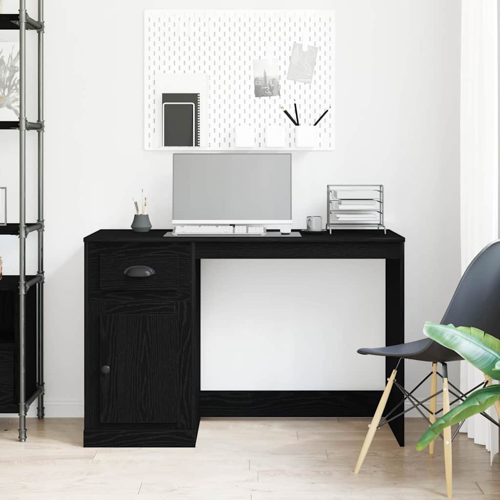 vidaXL Bureau avec rangement Noir aspect chêne 50 x 115 x 75 cm