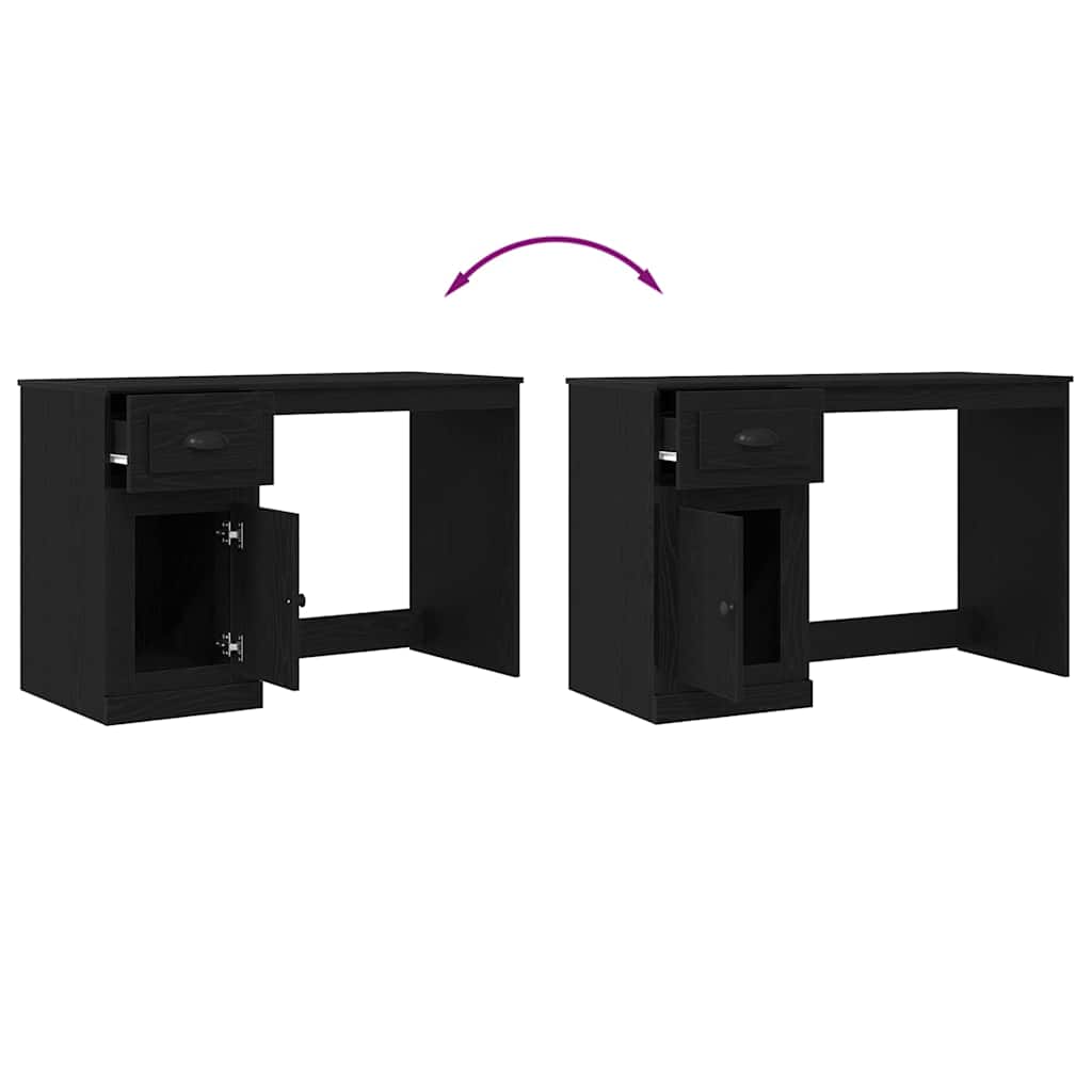 vidaXL Bureau avec rangement Noir aspect chêne 50 x 115 x 75 cm