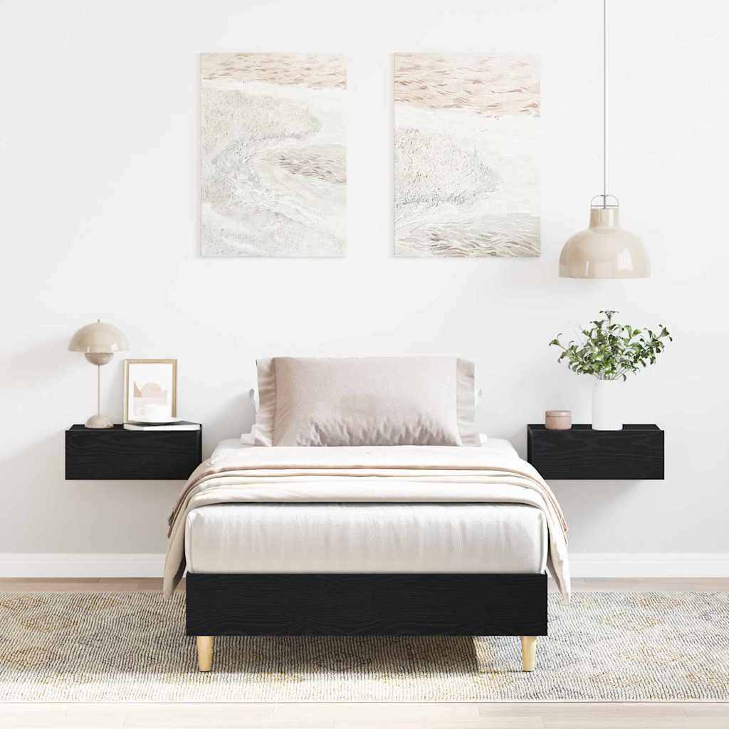 Bettrahmen Schwarz Eichen-Optik 203 x 93 x 25 cm Holzwerkstoff