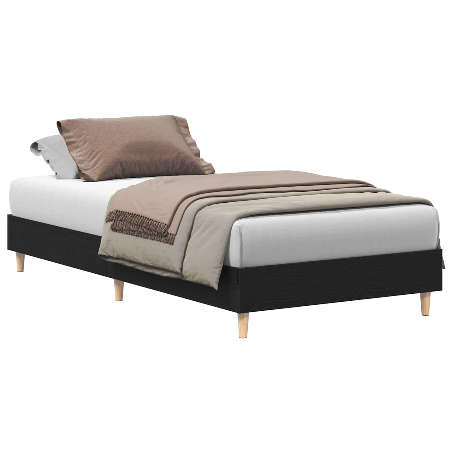 vidaXL Bettrahmen Schwarz Eichen-Optik 193 x 93 x 25 cm Holzwerkstoff