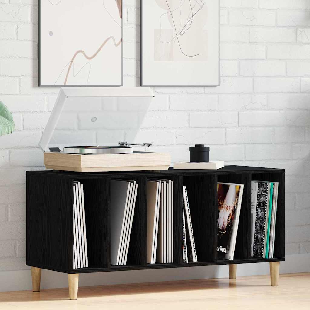 vidaXL Schallplattenschrank Schwarz Eichen-Optik 100 x 38 x 48 cm