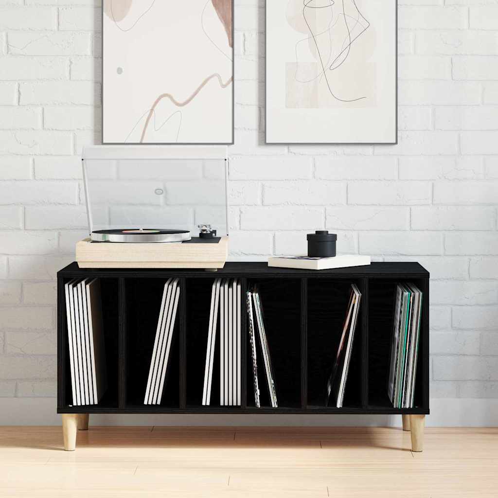 vidaXL Schallplattenschrank Schwarz Eichen-Optik 100 x 38 x 48 cm