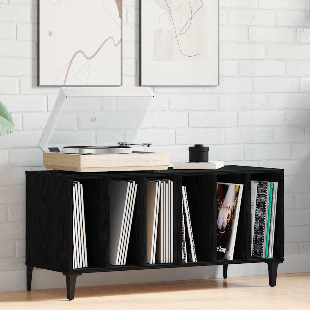 vidaXL Schallplattenschrank Schwarz Eichen-Optik 100 x 38 x 48 cm