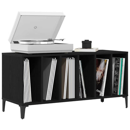 vidaXL Schallplattenschrank Schwarz Eichen-Optik 100 x 38 x 48 cm