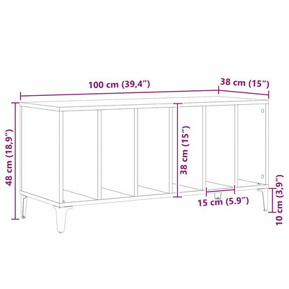 vidaXL Schallplattenschrank Schwarz Eichen-Optik 100 x 38 x 48 cm