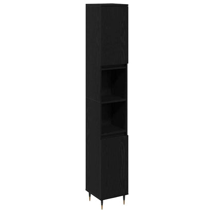 vidaXL Badezimmerschrank mit Tür Schwarz Eichen-Optik 30 x 30 x 190 cm