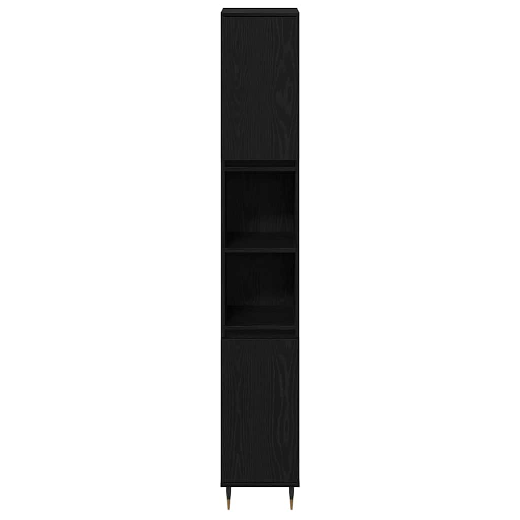 vidaXL Badezimmerschrank mit Tür Schwarz Eichen-Optik 30 x 30 x 190 cm