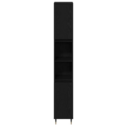 vidaXL Badezimmerschrank mit Tür Schwarz Eichen-Optik 30 x 30 x 190 cm