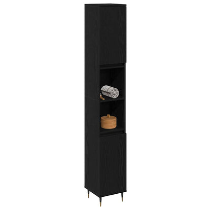 vidaXL Badezimmerschrank mit Tür Schwarz Eichen-Optik 30 x 30 x 190 cm