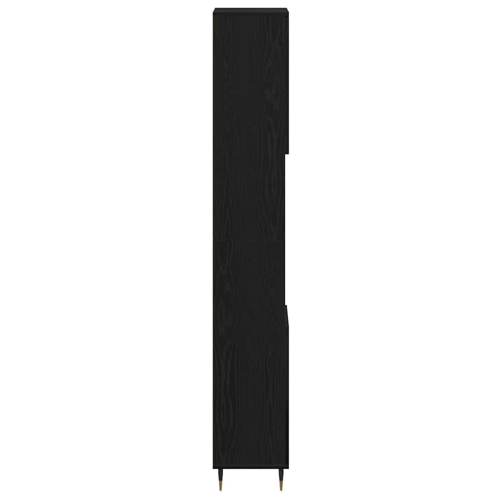 vidaXL Badezimmerschrank mit Tür Schwarz Eichen-Optik 30 x 30 x 190 cm