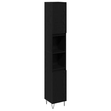 vidaXL Badezimmerschrank mit Tür Schwarz Eichen-Optik 30 x 30 x 190 cm