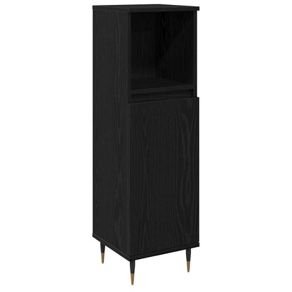 vidaXL Badezimmerschrank mit Tür Schwarz Eichen-Optik 30 x 30 x 100 cm