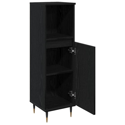 vidaXL Badezimmerschrank mit Tür Schwarz Eichen-Optik 30 x 30 x 100 cm