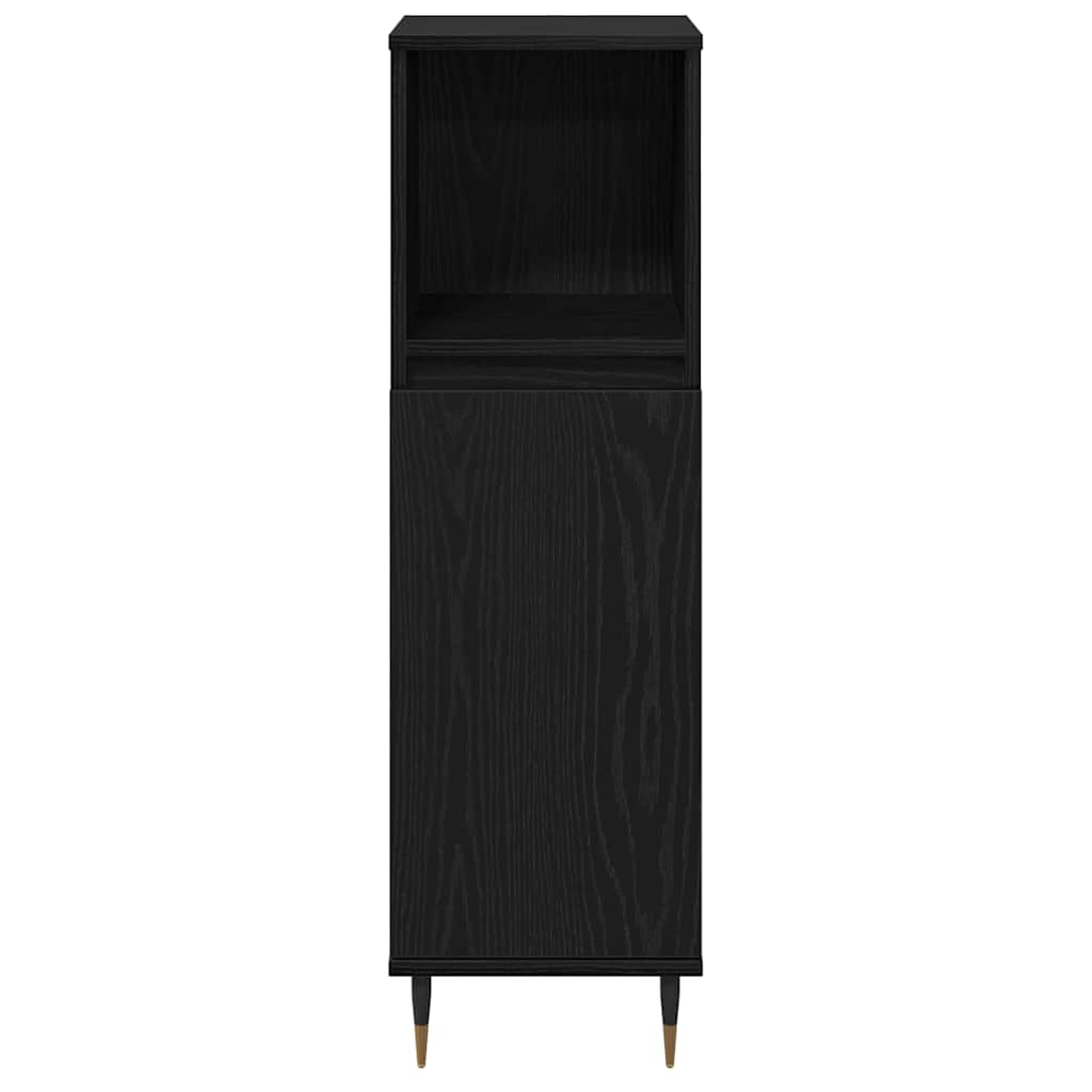 vidaXL Badezimmerschrank mit Tür Schwarz Eichen-Optik 30 x 30 x 100 cm