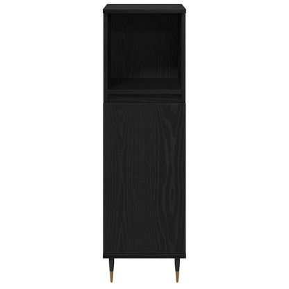 vidaXL Badezimmerschrank mit Tür Schwarz Eichen-Optik 30 x 30 x 100 cm
