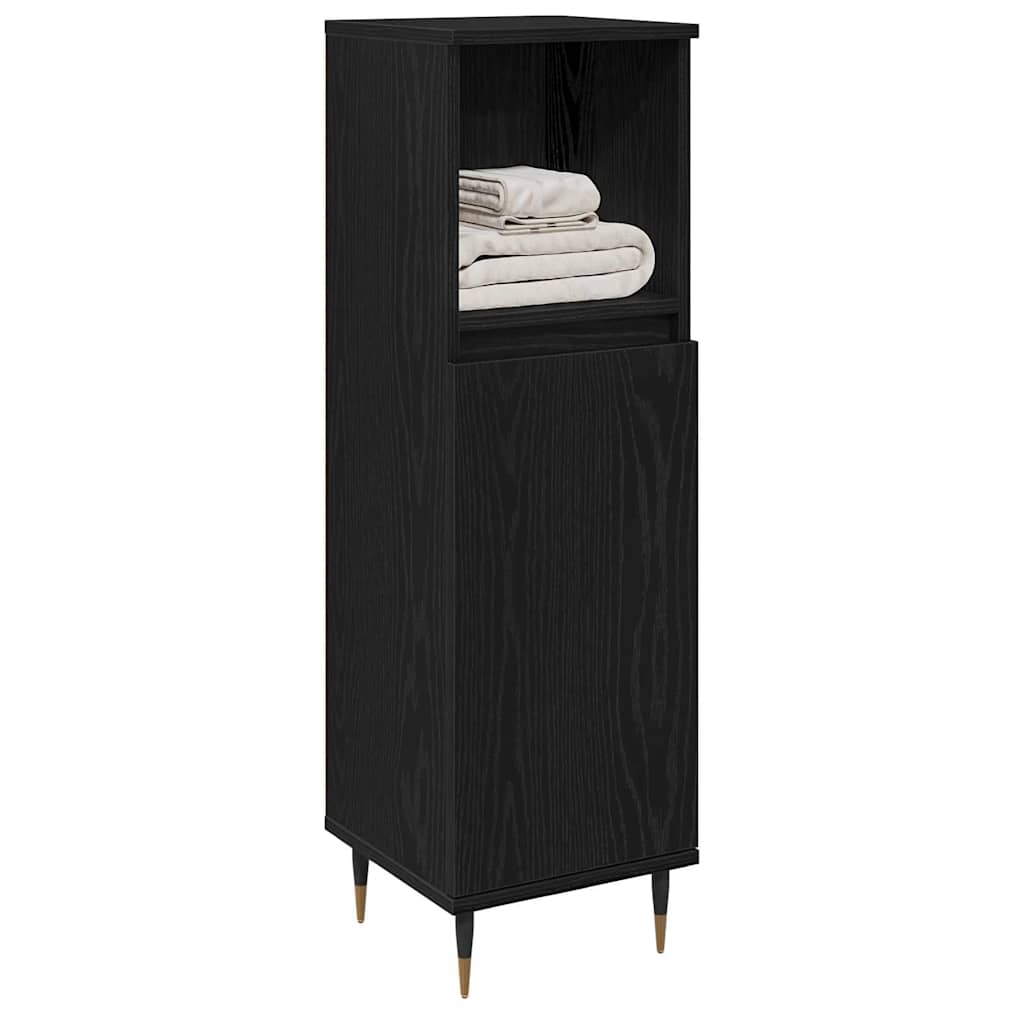 vidaXL Badezimmerschrank mit Tür Schwarz Eichen-Optik 30 x 30 x 100 cm