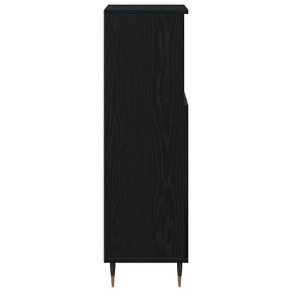 vidaXL Badezimmerschrank mit Tür Schwarz Eichen-Optik 30 x 30 x 100 cm