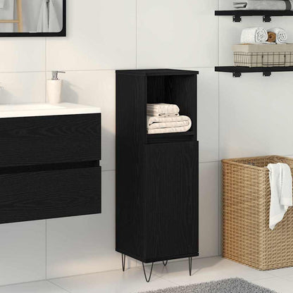 vidaXL Badezimmerschrank mit Tür Schwarz Eichen-Optik 30 x 30 x 100 cm