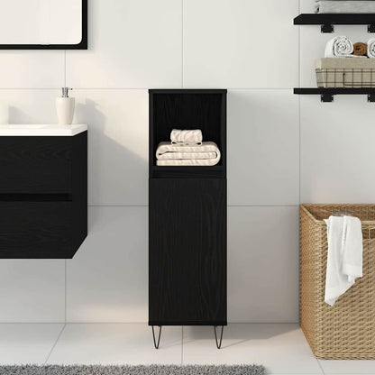 vidaXL Badezimmerschrank mit Tür Schwarz Eichen-Optik 30 x 30 x 100 cm