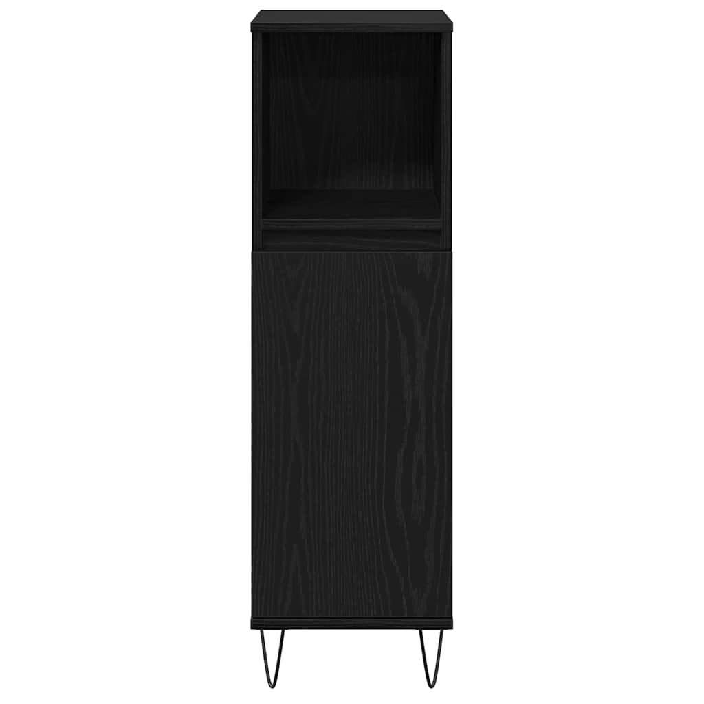 vidaXL Badezimmerschrank mit Tür Schwarz Eichen-Optik 30 x 30 x 100 cm