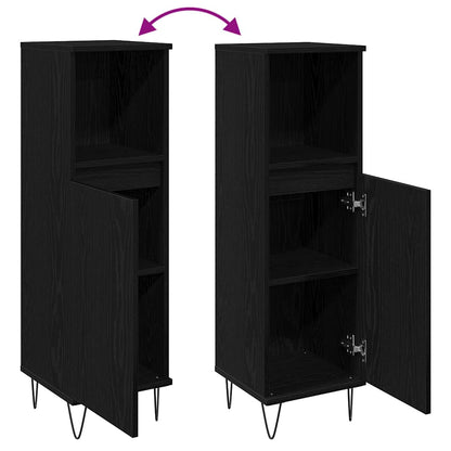 vidaXL Badezimmerschrank mit Tür Schwarz Eichen-Optik 30 x 30 x 100 cm